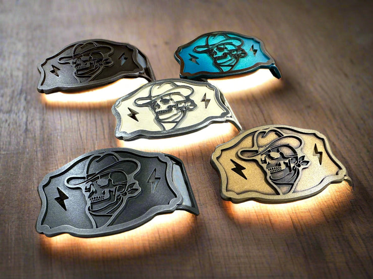 Urban Backwoods Fibbia Cintura Mexican Skulls | Design Teschio, Misura 98x67 Mm, Regolabile
