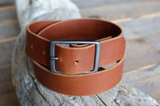 SOLID BROWN LEATHER BELT