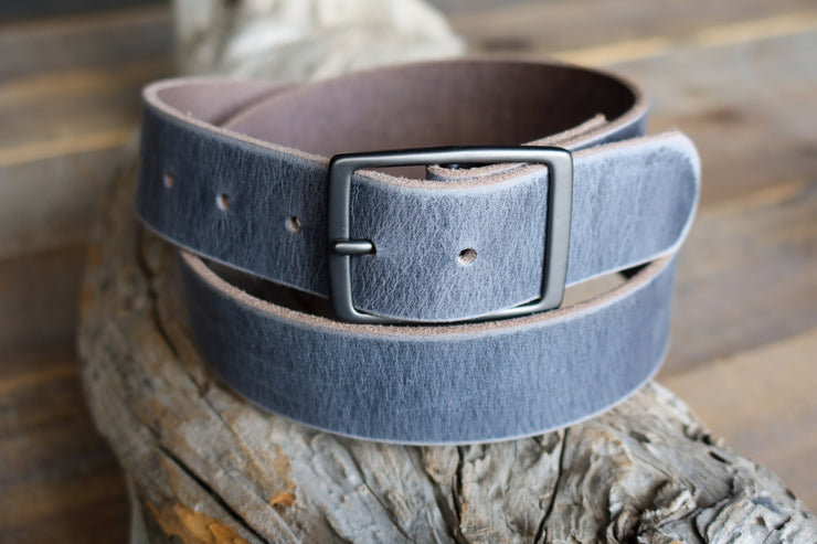 Stone Gray Leather Belt