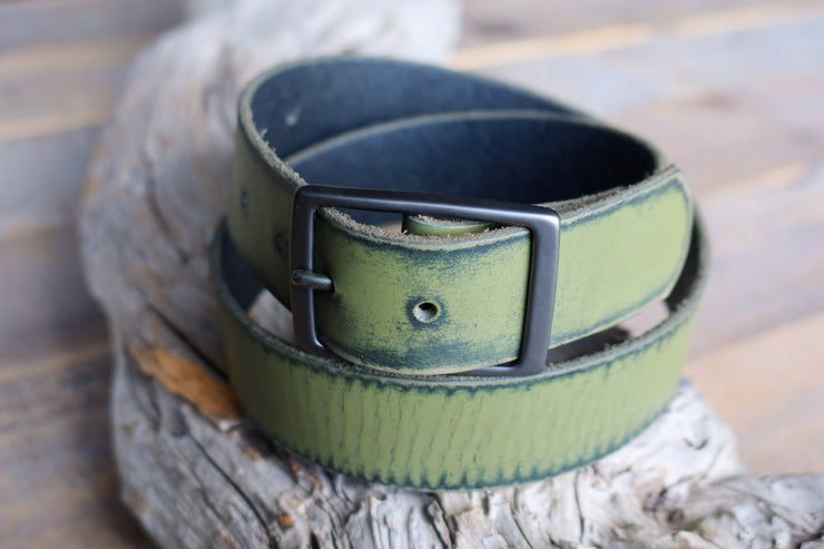 Distressed Camo Leather Belt