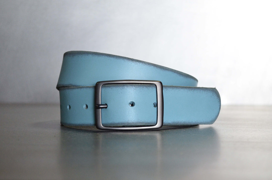 DISTRESSED VERDIGRIS LEATHER BELT – FosterWeld