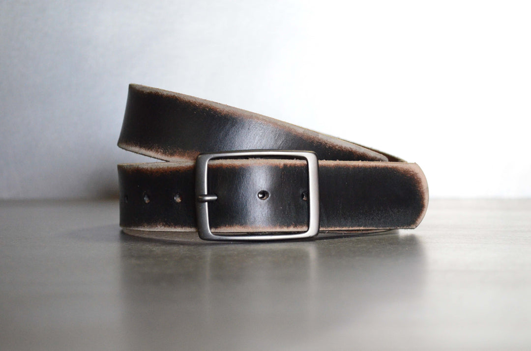 Vintage black leather belt cheap