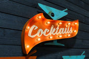 VINTAGE COCKTAILS SIGN - with glass