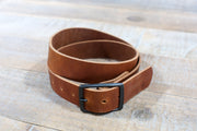 SOLID BROWN LEATHER BELT